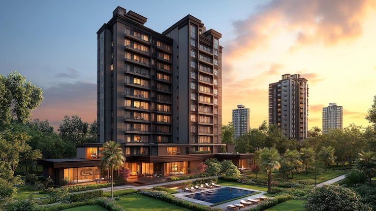 Paarijat Éclat premium residential development on Ambli-BRTS Road Ahmedabad
